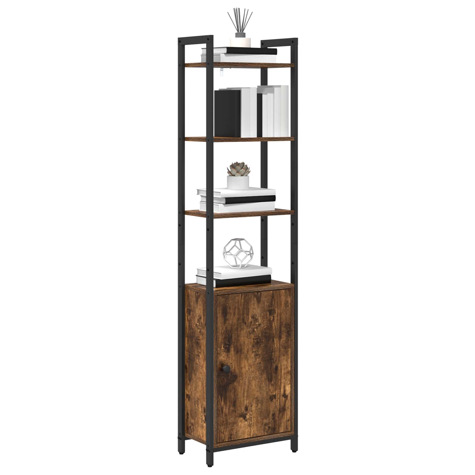vidaXL Book Cabinet 6-Tier 40 x 24 x 161 cm Engineered Wood Smoked Oak 3