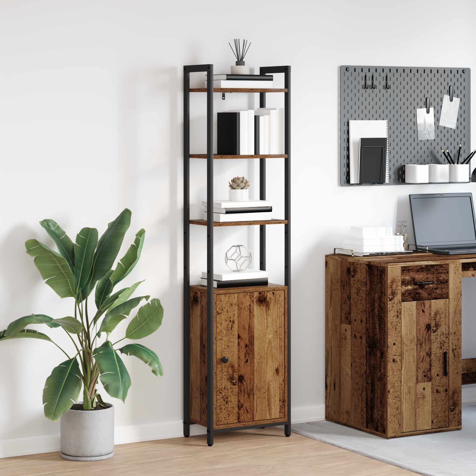 vidaXL Book Cabinet 6-Tier 40 x 24 x 161 cm Engineered Wood Old Wood 1