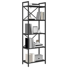vidaXL Bookshelf 5-Tier 56 x 34 x 171 cm Engineered Wood Black Oak 3