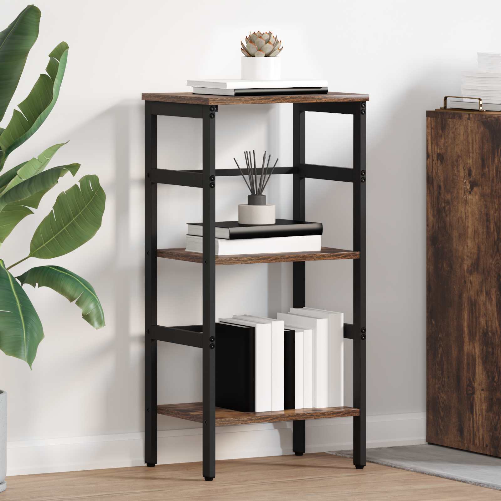 vidaXL Bookshelf 2-Tier 40 x 29.5 x 81 cm Engineered Wood Smoked Oak 1