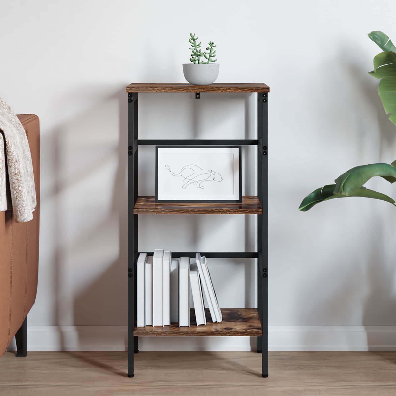 vidaXL Bookshelf 2-Tier 40 x 29.5 x 81 cm Engineered Wood Smoked Oak 4
