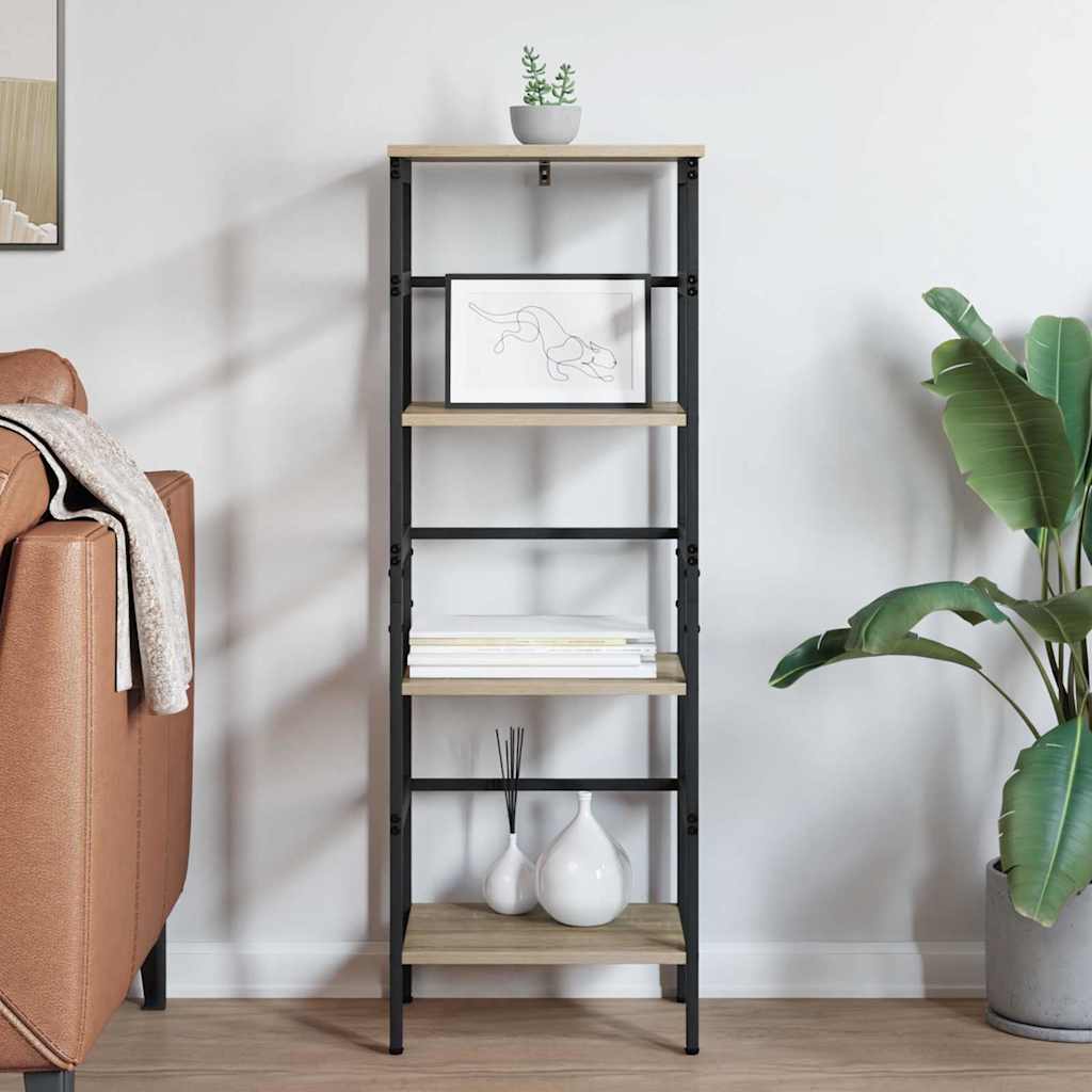 vidaXL Bookshelf 3-Tier 40 x 29.5 x 115 cm Engineered Wood Sonoma Oak 4