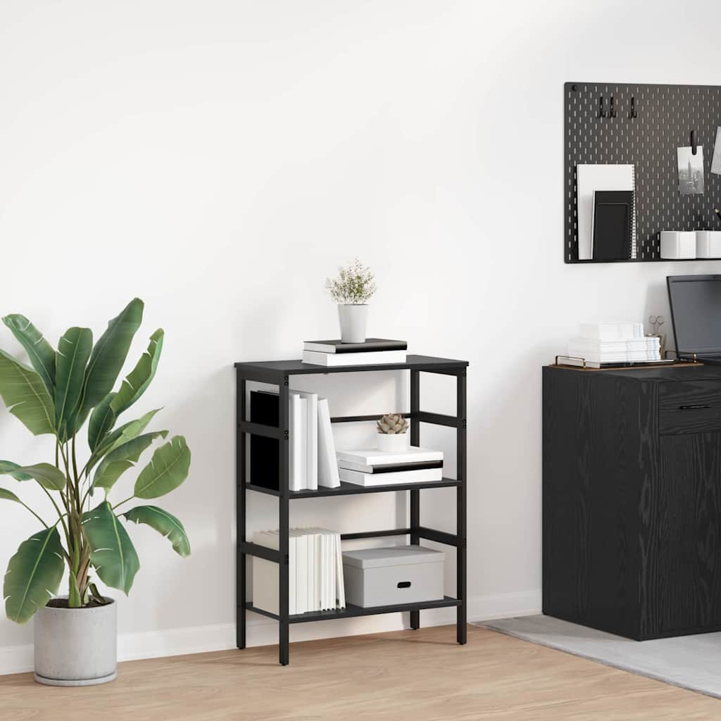 vidaXL Bookshelf 2-Tier 60 x 29.5 x 81 cm Engineered Wood Black Oak 1