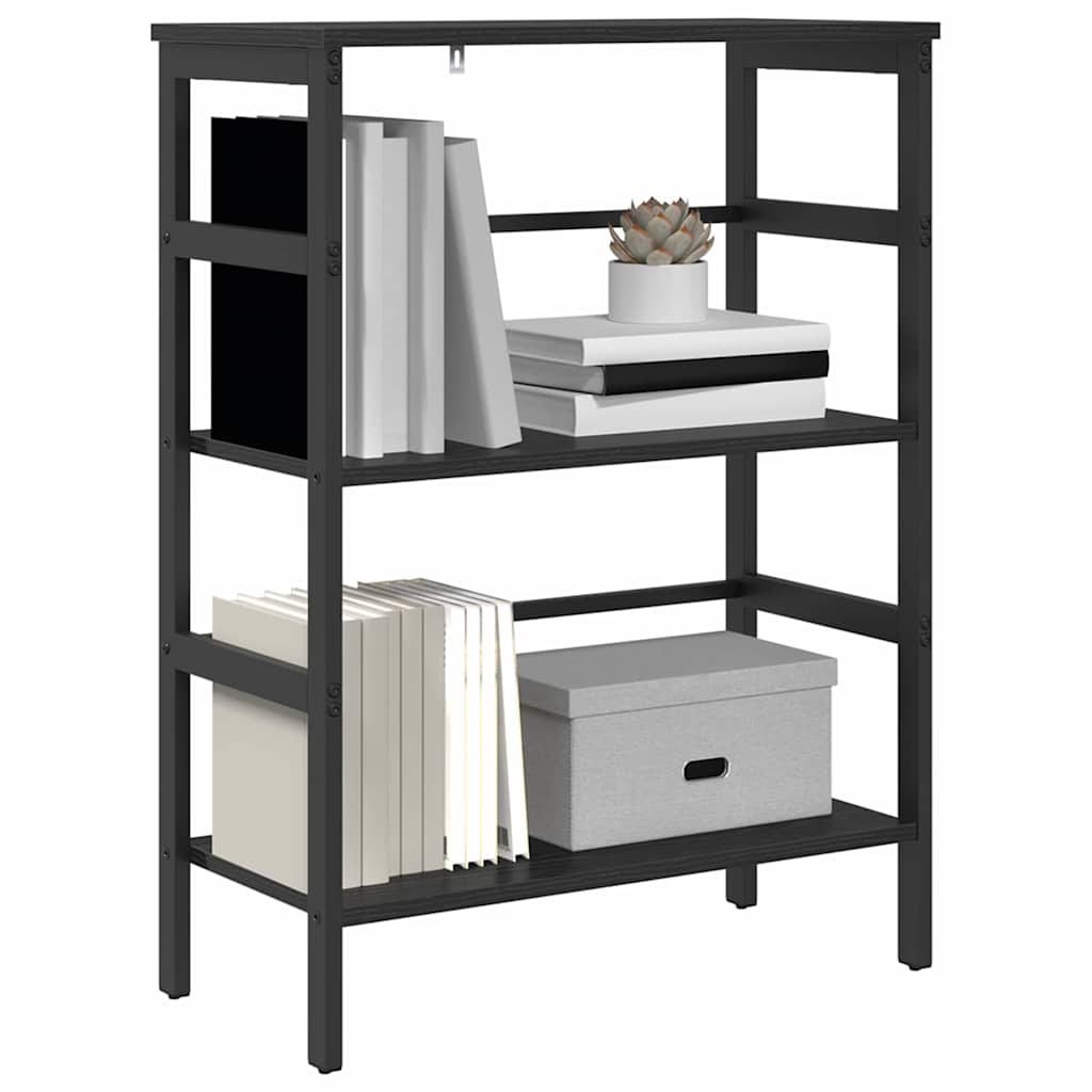 vidaXL Bookshelf 2-Tier 60 x 29.5 x 81 cm Engineered Wood Black Oak 3