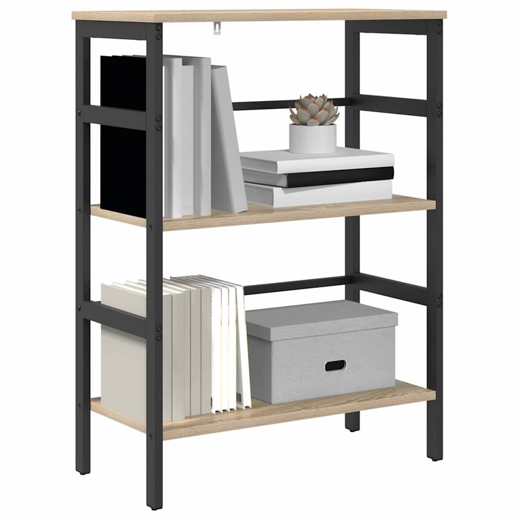 vidaXL Bookshelf 2-Tier 60 x 29.5 x 81 cm Engineered Wood Sonoma Oak 3