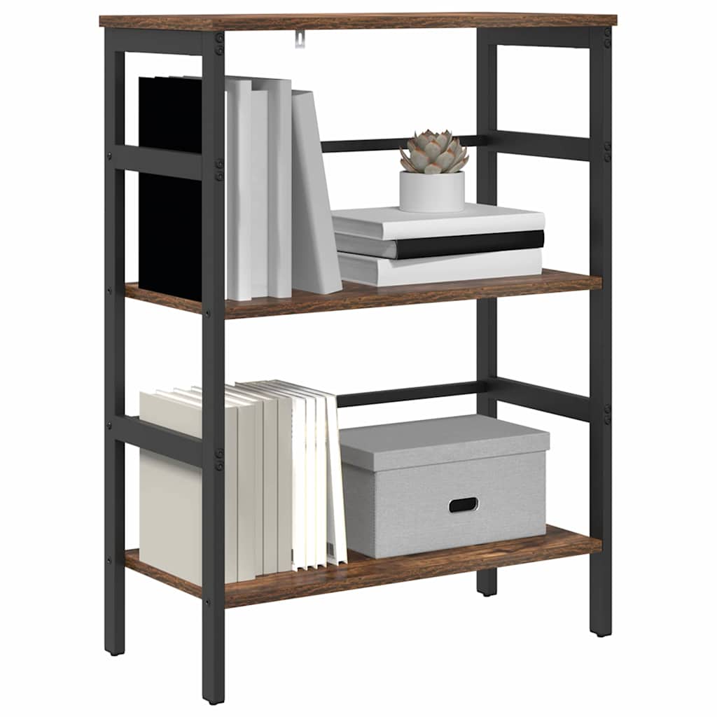vidaXL Bookshelf 2-Tier 60 x 29.5 x 81 cm Engineered Wood Smoked Oak 3
