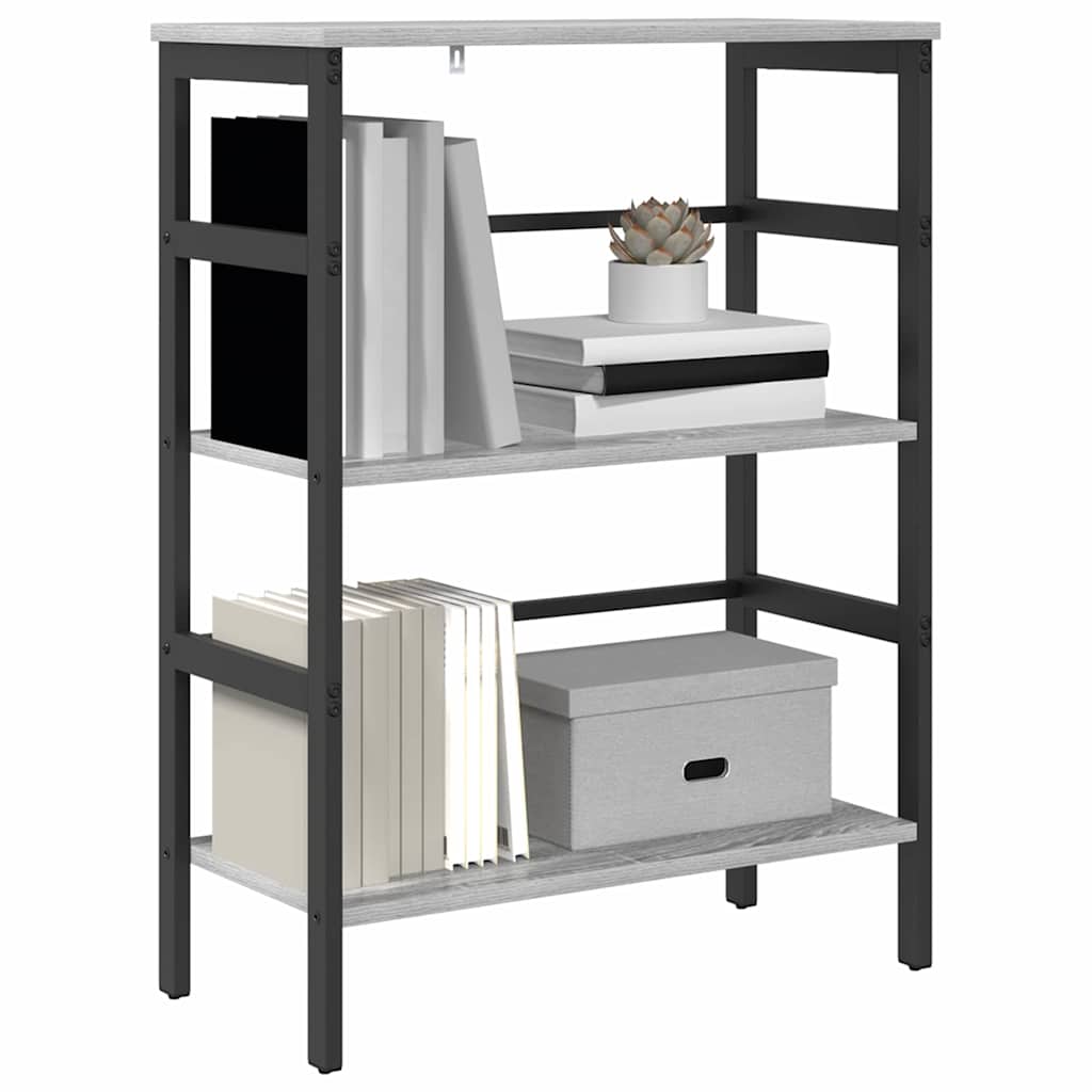 vidaXL Bookshelf 2-Tier 60 x 29.5 x 81 cm Engineered Wood Grey Sonoma 3