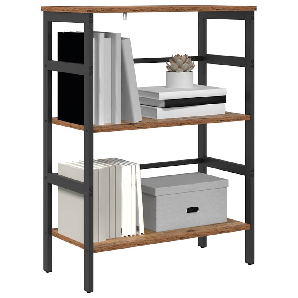 vidaXL Bookshelf 2-Tier 60 x 29.5 x 81 cm Engineered Wood Old Wood 3