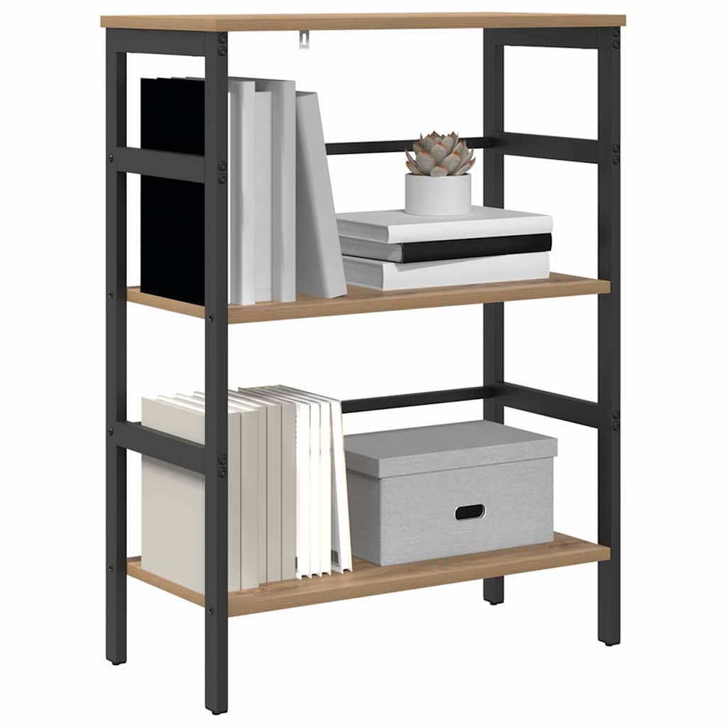vidaXL Bookshelf 2-Tier 60 x 29.5 x 81 cm Engineered Wood Artisan Oak 3