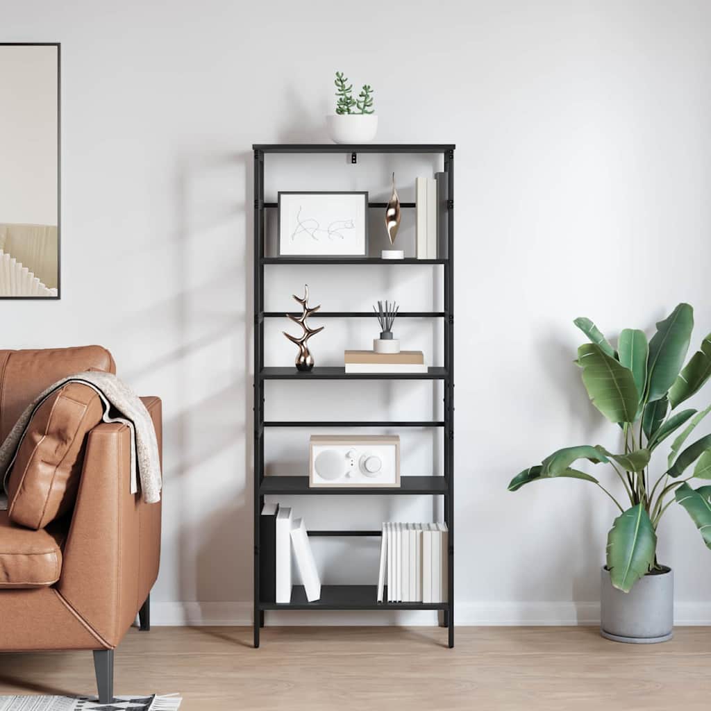 vidaXL Bookshelf 4-Tier 60 x 29.5 x 149 cm Engineered Wood Black Oak 4
