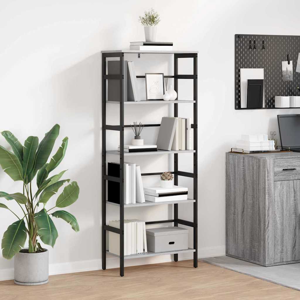vidaXL Bookshelf 4-Tier 60 x 29.5 x 149 cm Engineered Wood Grey Sonoma 1