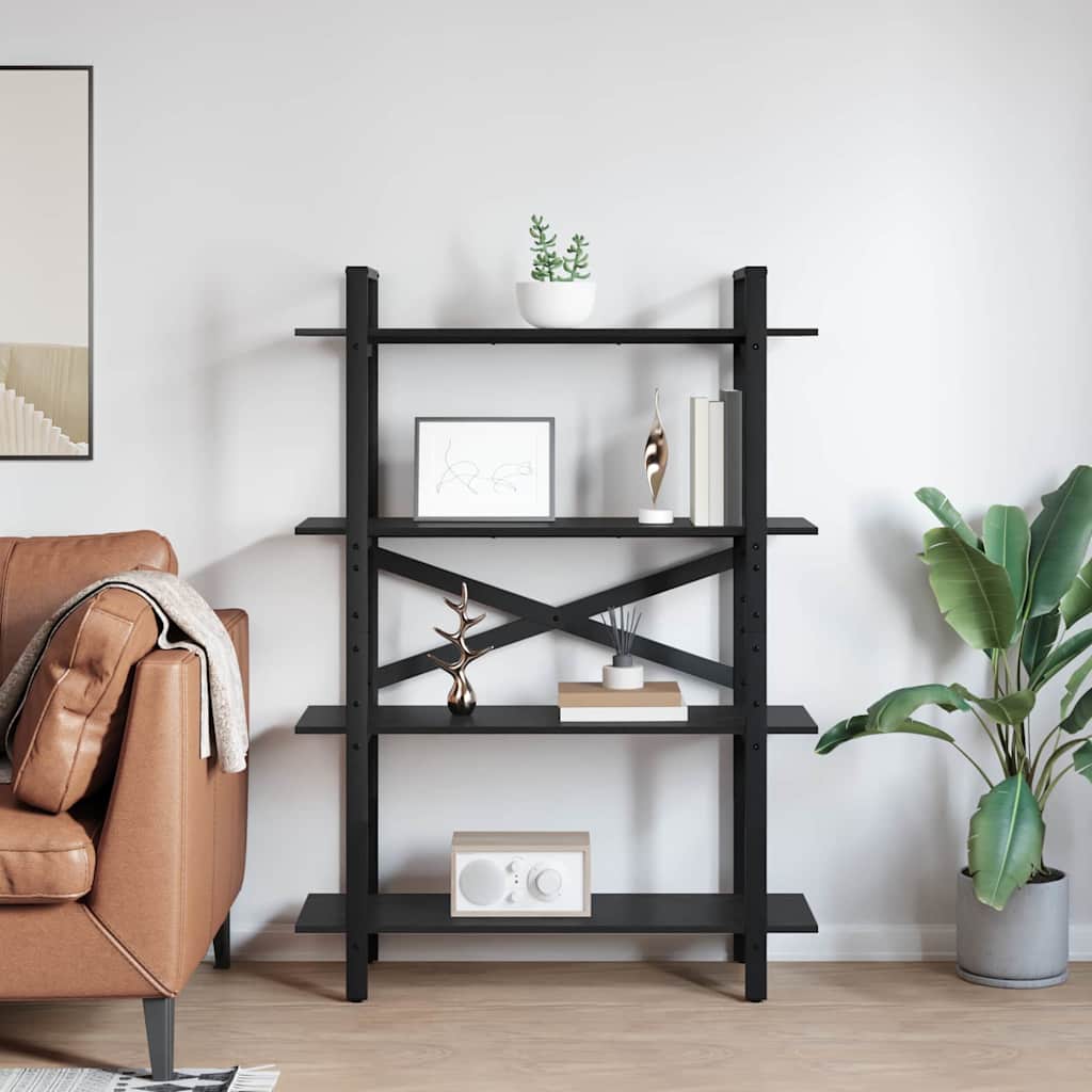 Bookshelf 4-Tier Engineered Wood 100 x 33.5 x 140 cm Black oak