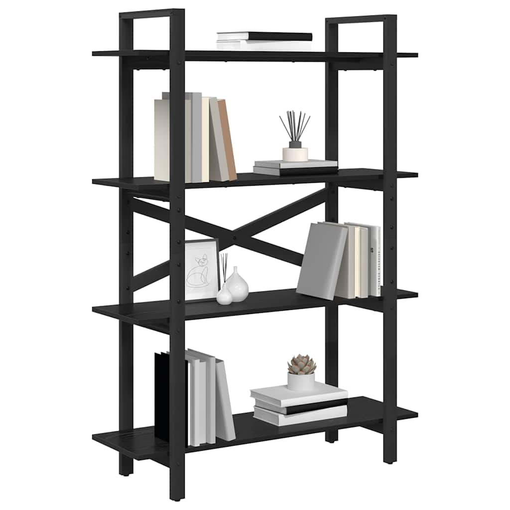 Bookshelf 4-Tier Engineered Wood 100 x 33.5 x 140 cm Black oak