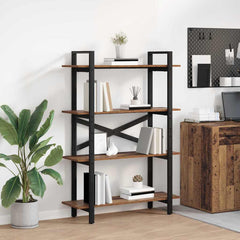 Bookshelf 4-Tier Engineered Wood 100 x 33.5 x 140 cm Old wood