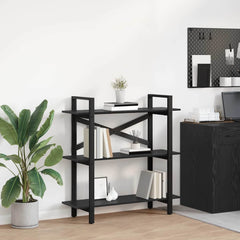 vidaXL Bookshelf 3-Tier 100 x 33.5 x 102 cm Engineered Wood Black Oak 1