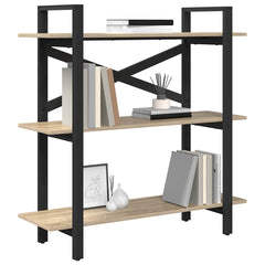 vidaXL Bookshelf 3-Tier 100 x 33.5 x 102 cm Engineered Wood Sonoma Oak 3