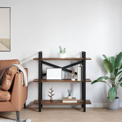 vidaXL Bookshelf 3-Tier 100 x 33.5 x 102 cm Engineered Wood Smoked Oak 4