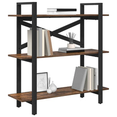 vidaXL Bookshelf 3-Tier 100 x 33.5 x 102 cm Engineered Wood Smoked Oak 3