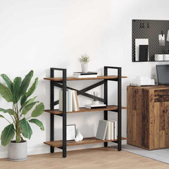 vidaXL Bookshelf 3-Tier 100 x 33.5 x 102 cm Engineered Wood Old Wood 1
