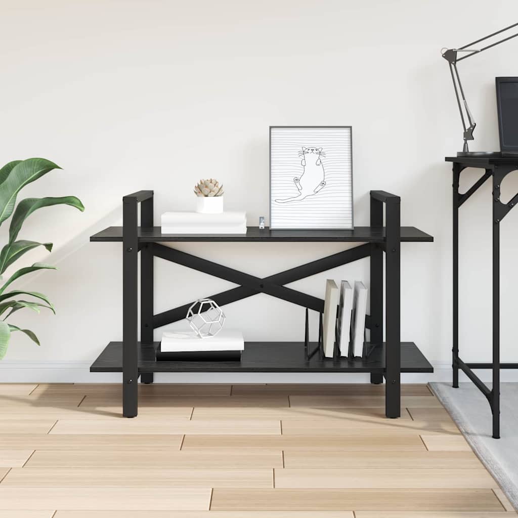 Bookshelf 2-Tier Engineered Wood 100 x 33.5 x 64 cm Black oak