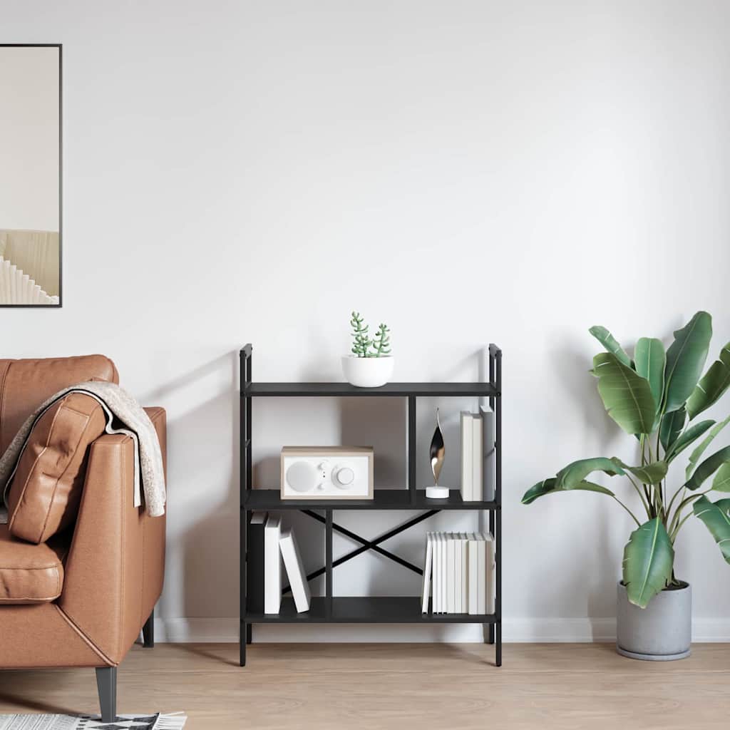 Bookshelf 5-Tier Engineered Wood 75 x 30 x 91 cm Black oak