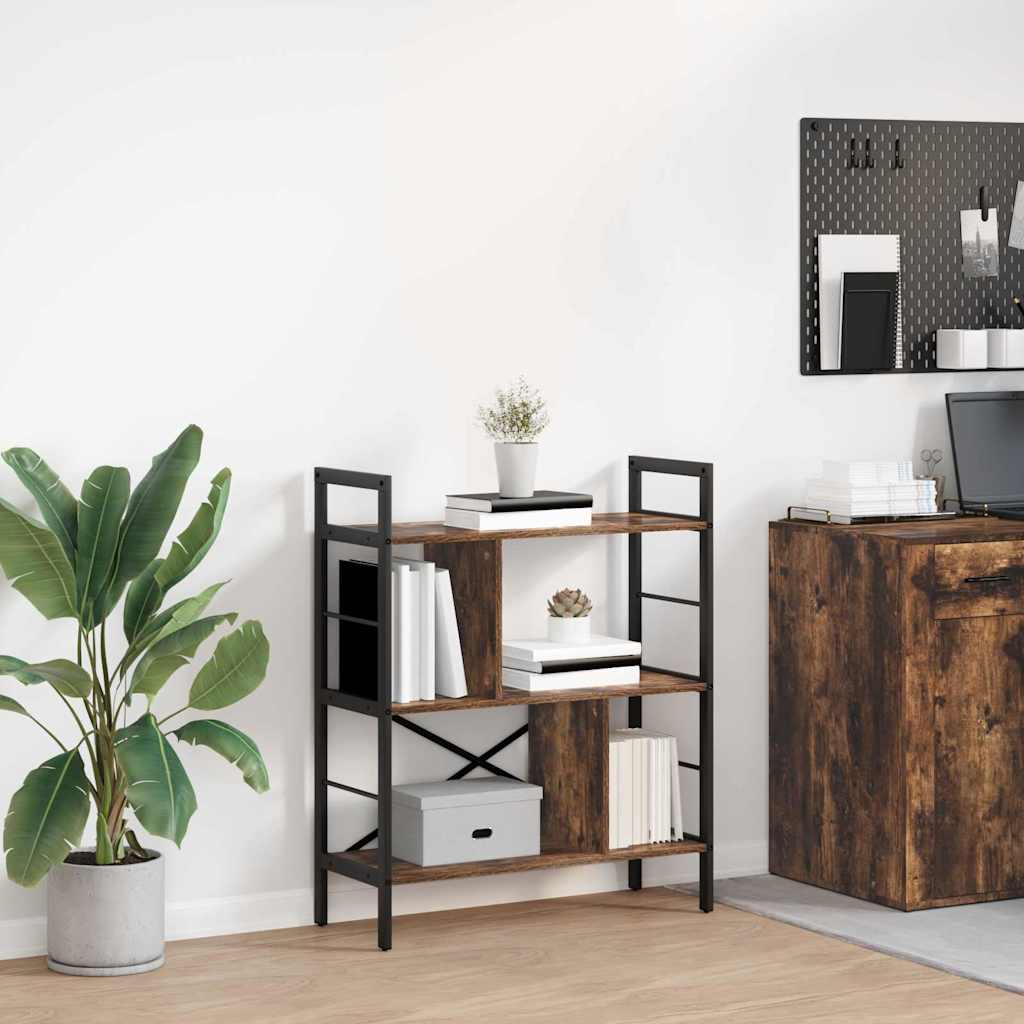 Bookshelf 5-Tier Engineered Wood 75 x 30 x 91 cm Smoked oak