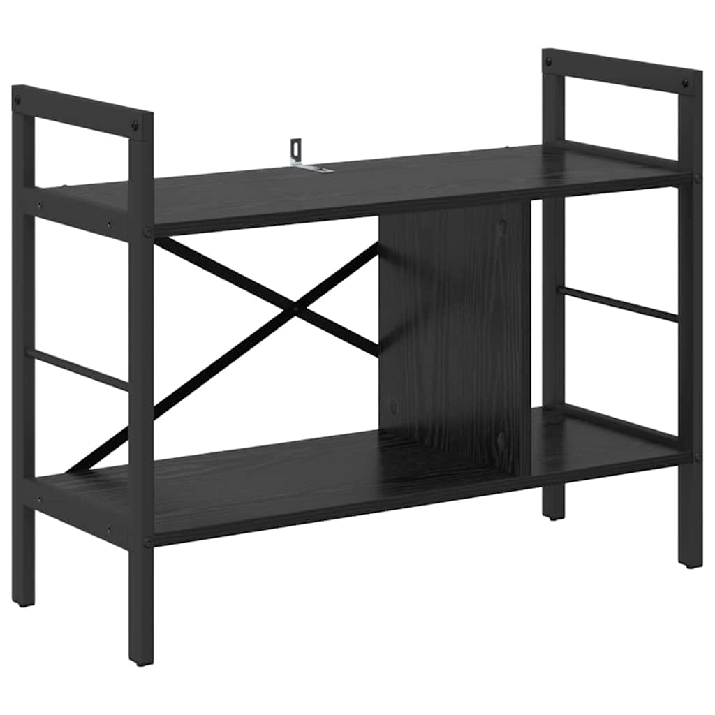 vidaXL Bookshelf 3-Tier 75 x 30 x 58.5 cm Engineered Wood Black Oak 2