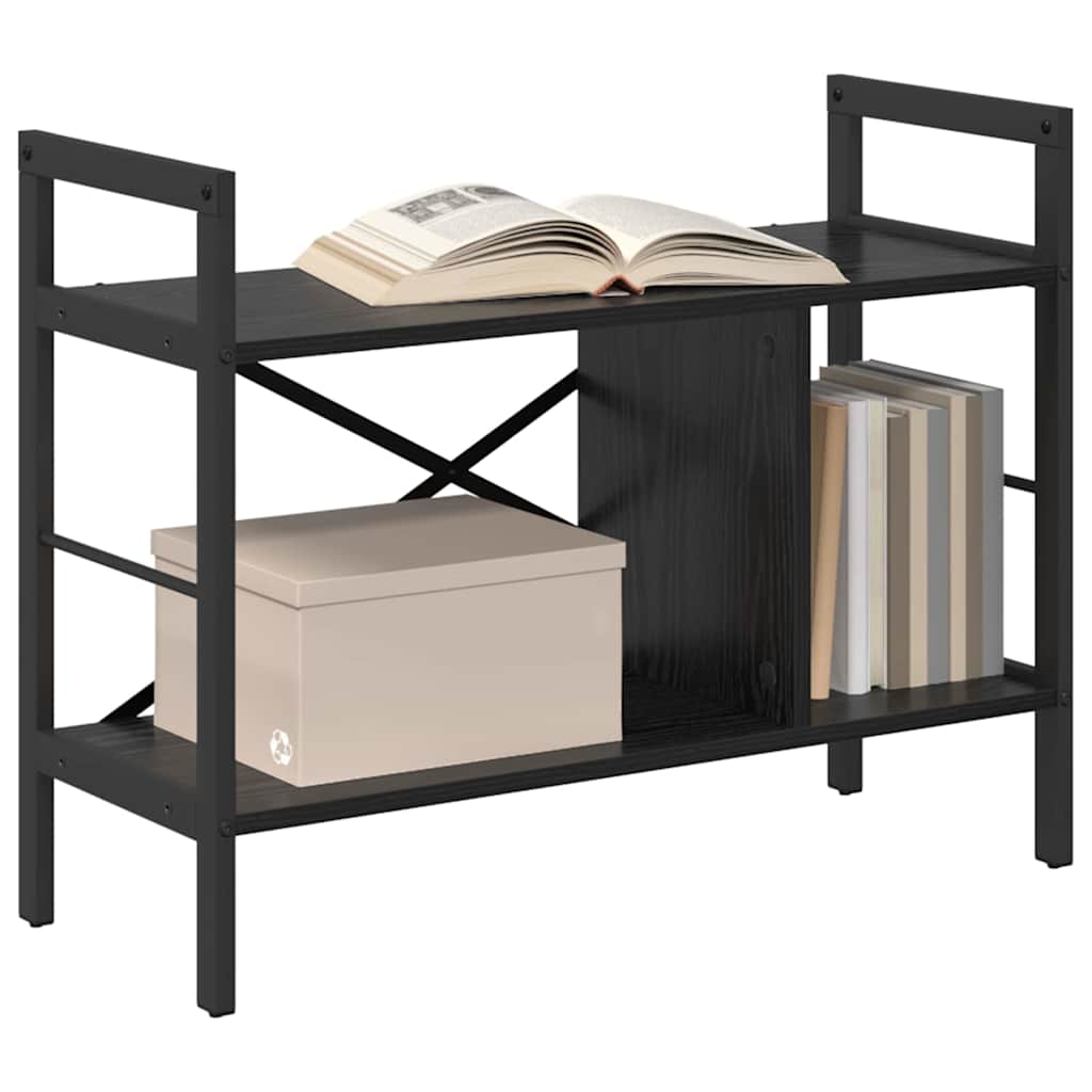 vidaXL Bookshelf 3-Tier 75 x 30 x 58.5 cm Engineered Wood Black Oak 3