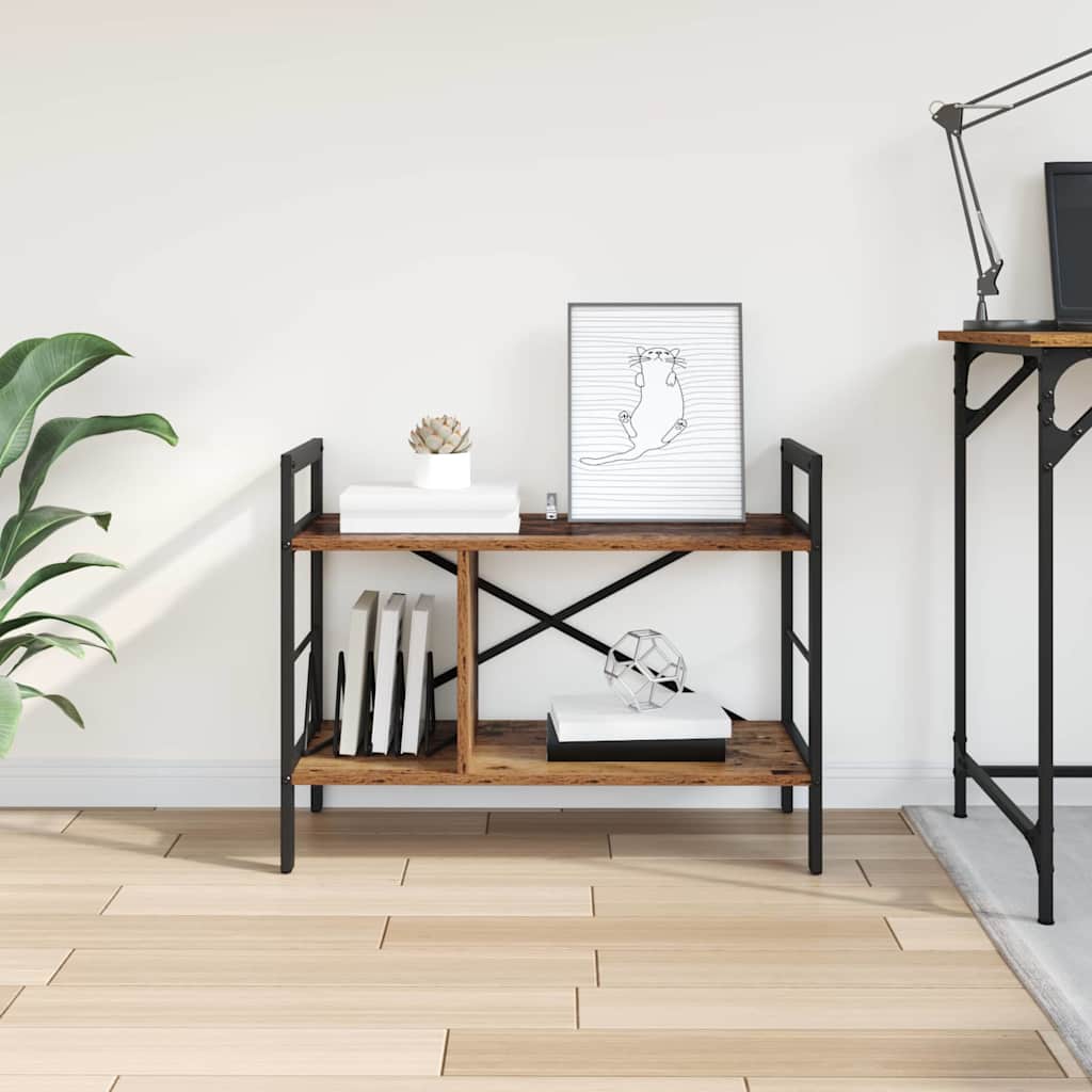vidaXL Bookshelf 3-Tier 75 x 30 x 58.5 cm Engineered Wood Old Wood 4