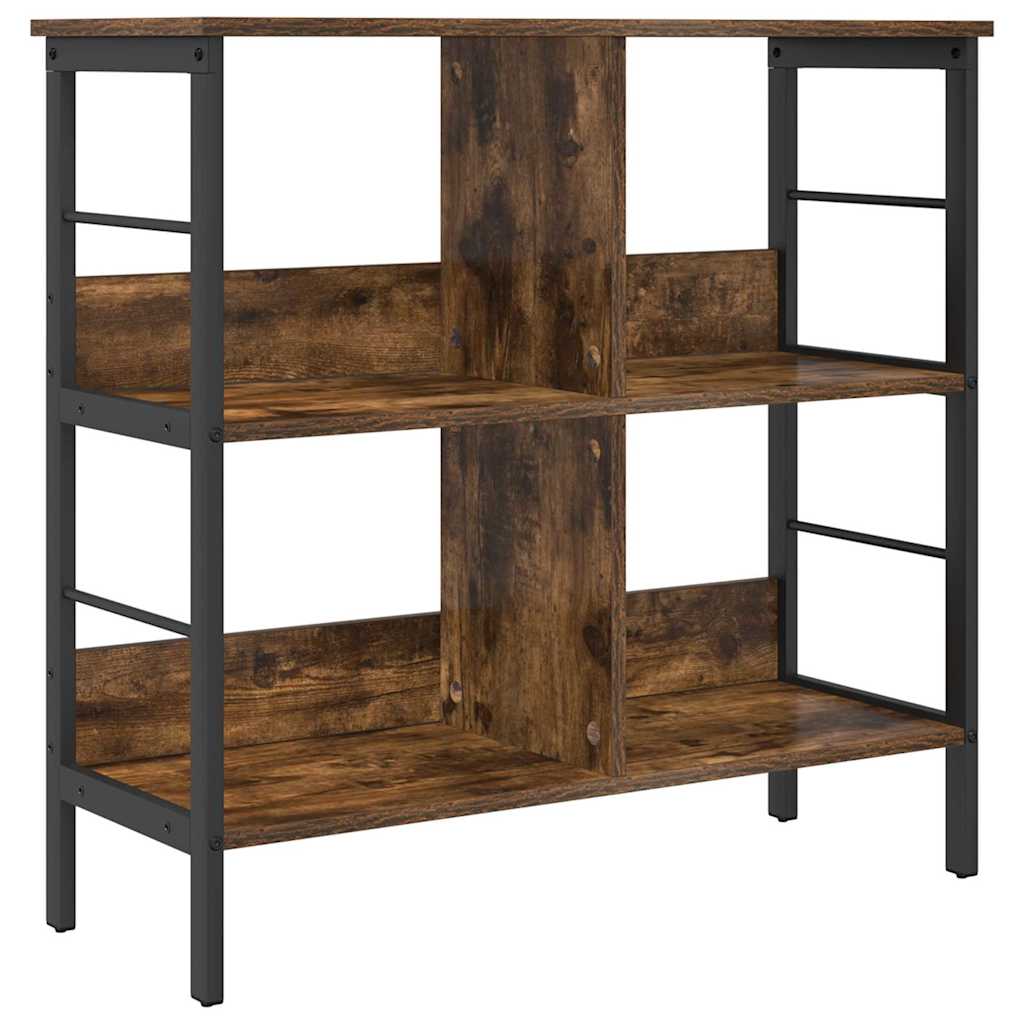 vidaXL Bookshelf 4-Tier 82 x 32 x 79 cm Engineered Wood Smoked Oak 2