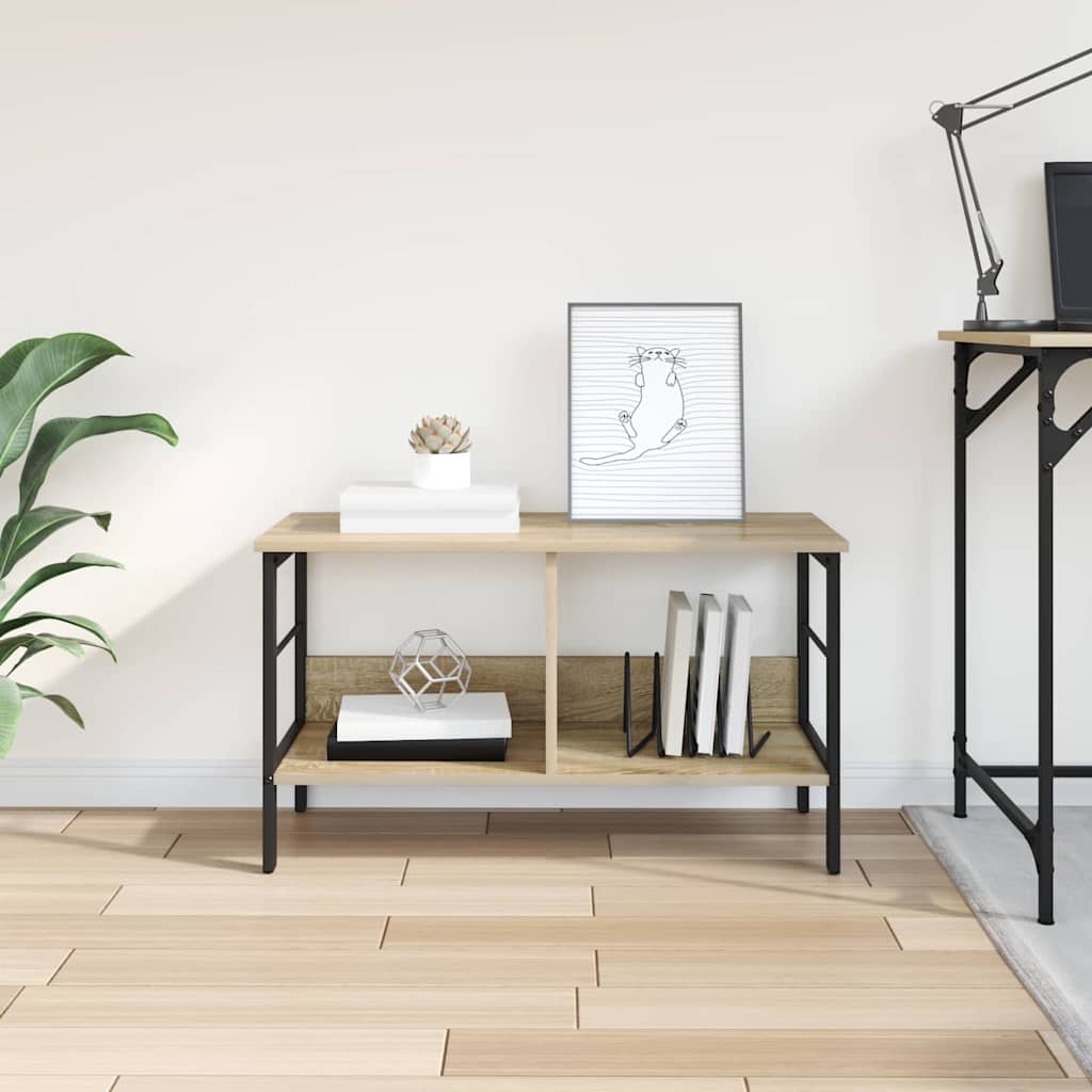 vidaXL Bookshelf 2-Tier 82 x 32 x 47 cm Engineered Wood Sonoma Oak 4