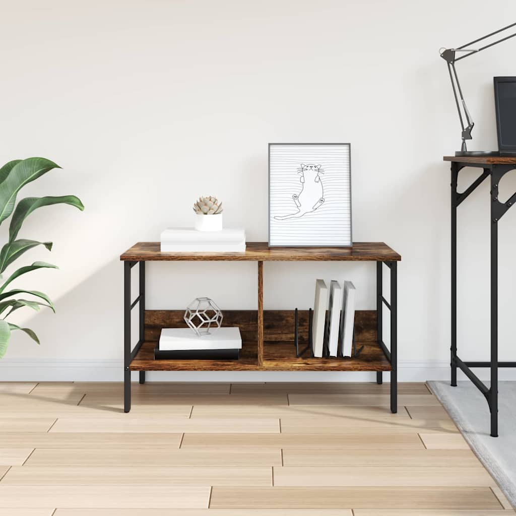 vidaXL Bookshelf 2-Tier 82 x 32 x 47 cm Engineered Wood Smoked Oak 4