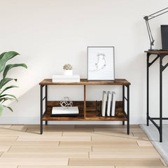 vidaXL Bookshelf 2-Tier 82 x 32 x 47 cm Engineered Wood Smoked Oak 4