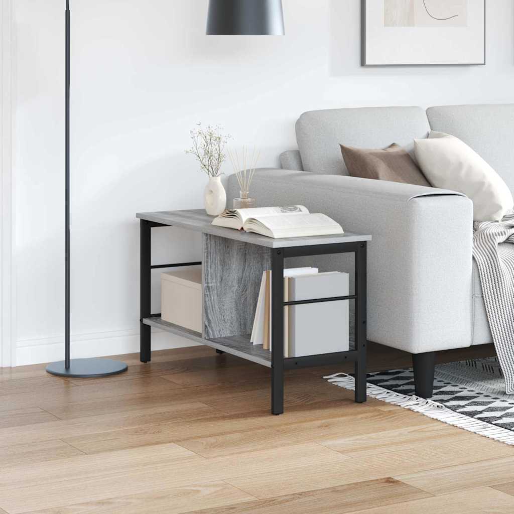 vidaXL Bookshelf 2-Tier 82 x 32 x 47 cm Engineered Wood Grey Sonoma 1
