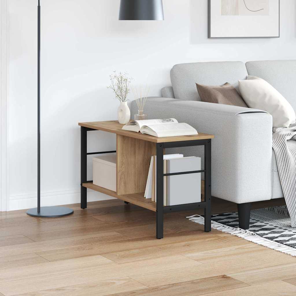 vidaXL Bookshelf 2-Tier 82 x 32 x 47 cm Engineered Wood Artisan Oak 1