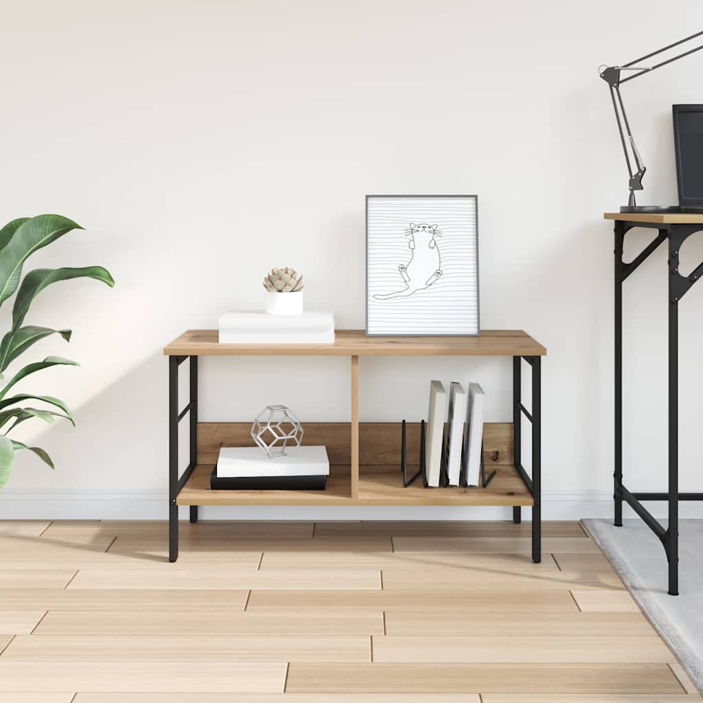 vidaXL Bookshelf 2-Tier 82 x 32 x 47 cm Engineered Wood Artisan Oak 4