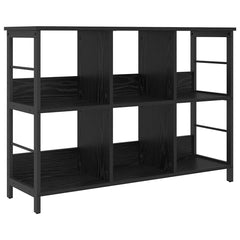 vidaXL Bookshelf 6-Tier 102 x 32 x 72.5 cm Engineered Wood Black Oak 2