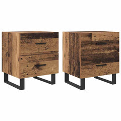 vidaXL Bedside Cabinet 2 pcs Old Wood and Black 40 x 35 x 47.5 cm 2