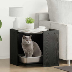 vidaXL Cat Litter Box Enclosure Black oak 53 x 53 x 51 cm 1