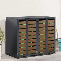 Wheelie Bin Storage for Bins Steel Anthracite 2 pcs HDPE door without planter
