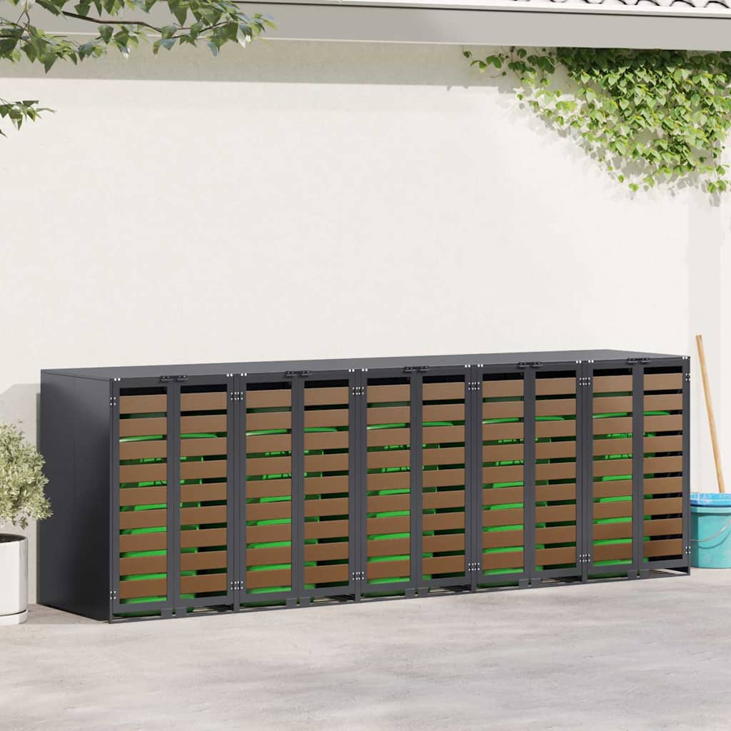 Wheelie Bin Storage for Bins Steel Anthracite 5 pcs HDPE door without planter
