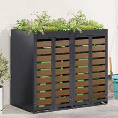 Wheelie Bin Storage for Bins Steel Anthracite 2 pcs HDPE door with planter