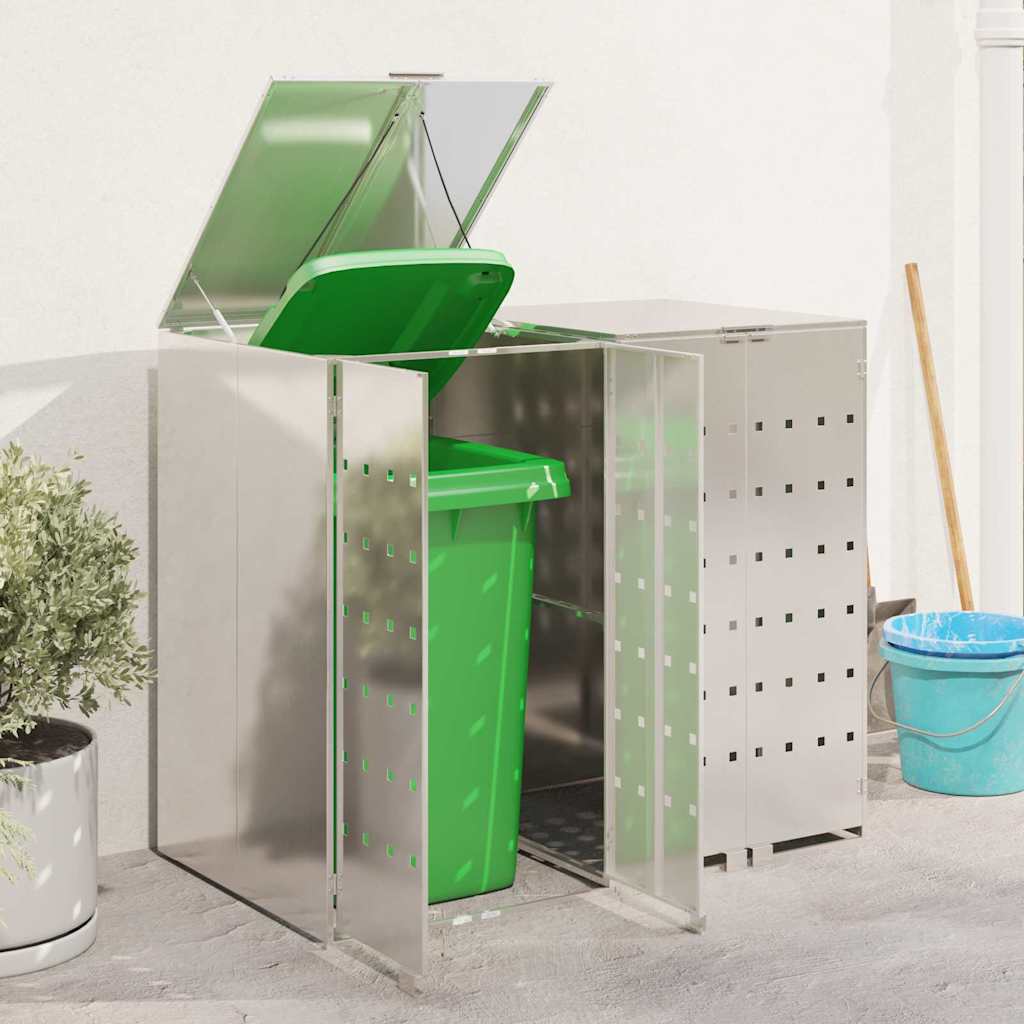 Wheelie Bin Storage for Bins Steel Anthracite 2 pcs All stainless steel without planter