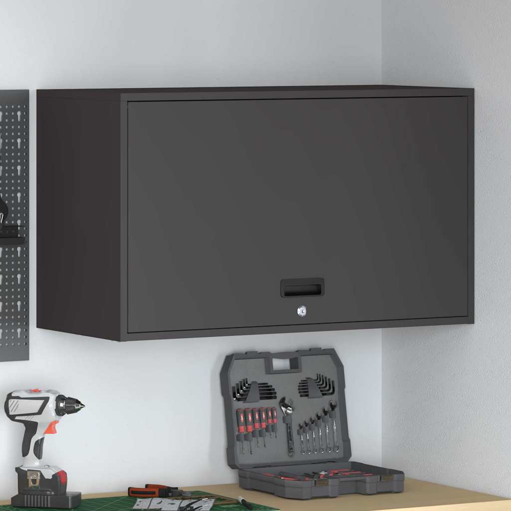 vidaXL Wall Cabinet for Garage with Gas-lift Door Black 1