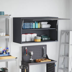 vidaXL Wall Cabinet for Garage with Gas-lift Door Anthracite 4