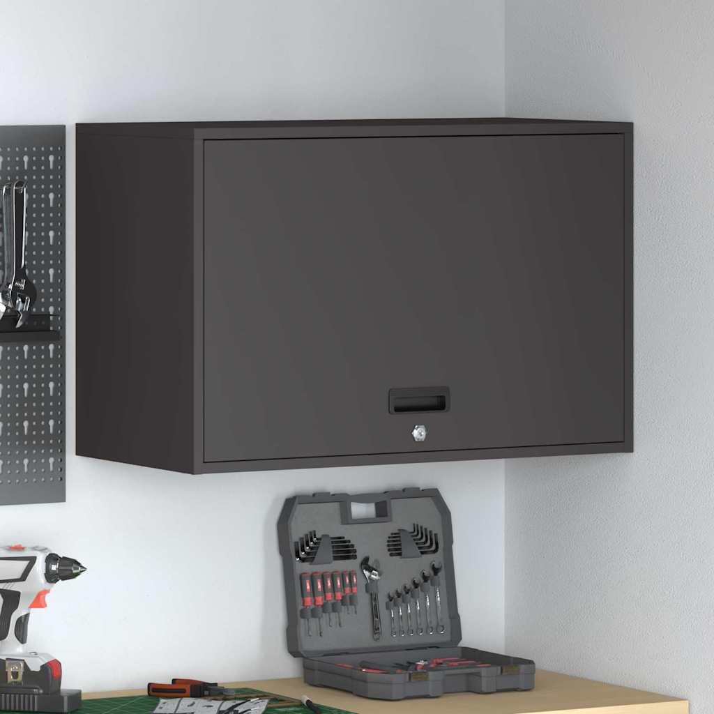 vidaXL Wall Cabinet for Garage with Gas-lift Door Black 1