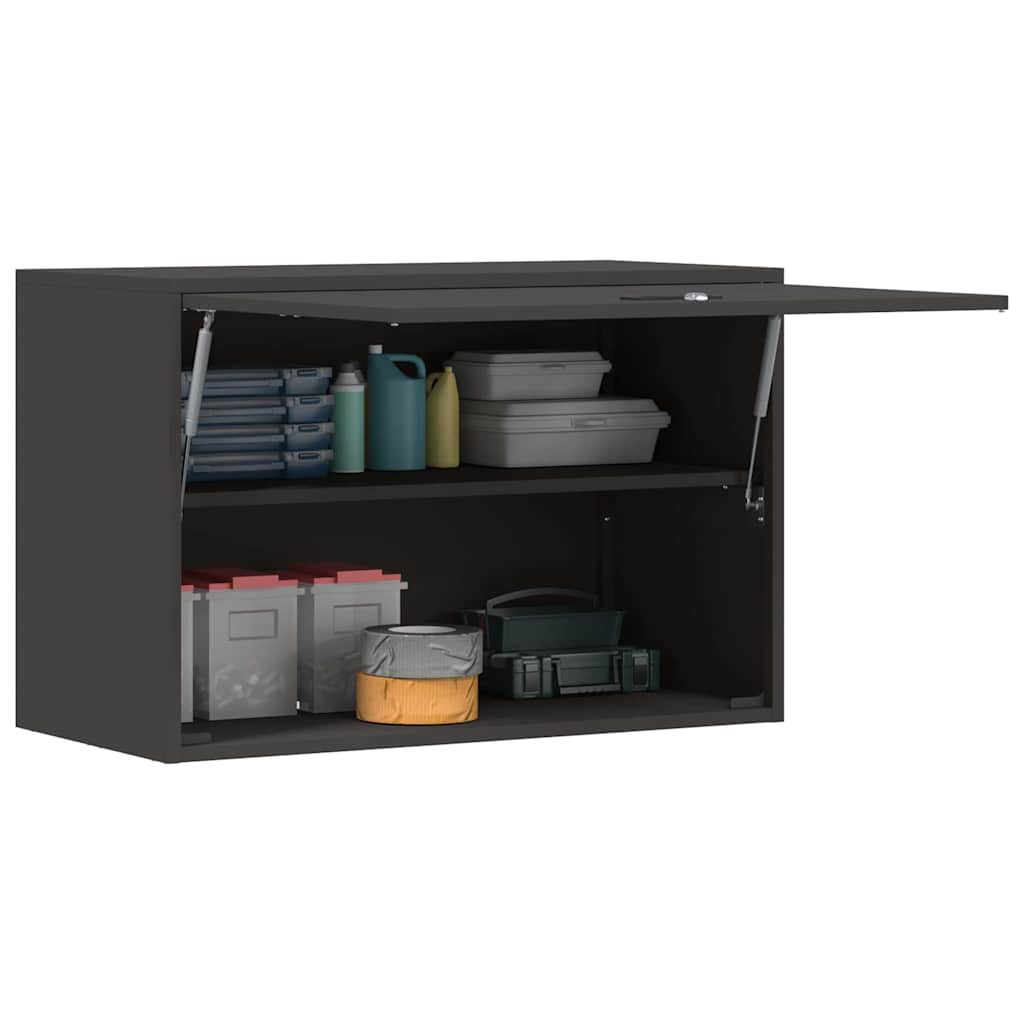 vidaXL Wall Cabinet for Garage with Gas-lift Door Black 3