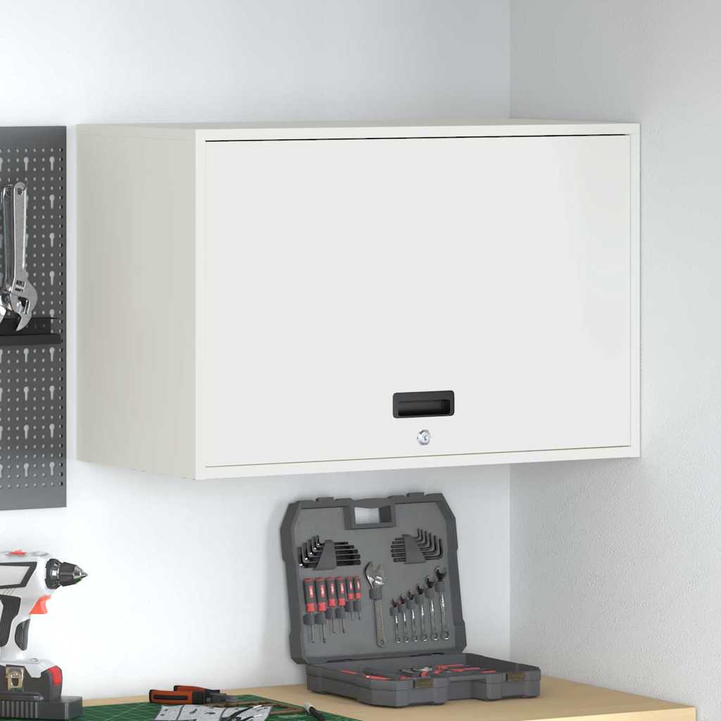 vidaXL Wall Cabinet for Garage with Gas-lift Door White 1