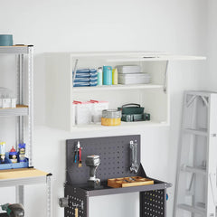 vidaXL Wall Cabinet for Garage with Gas-lift Door White 4