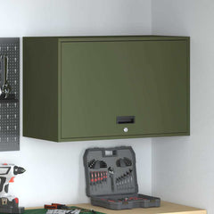 vidaXL Wall Cabinet for Garage with Gas-lift Door Olive green 1